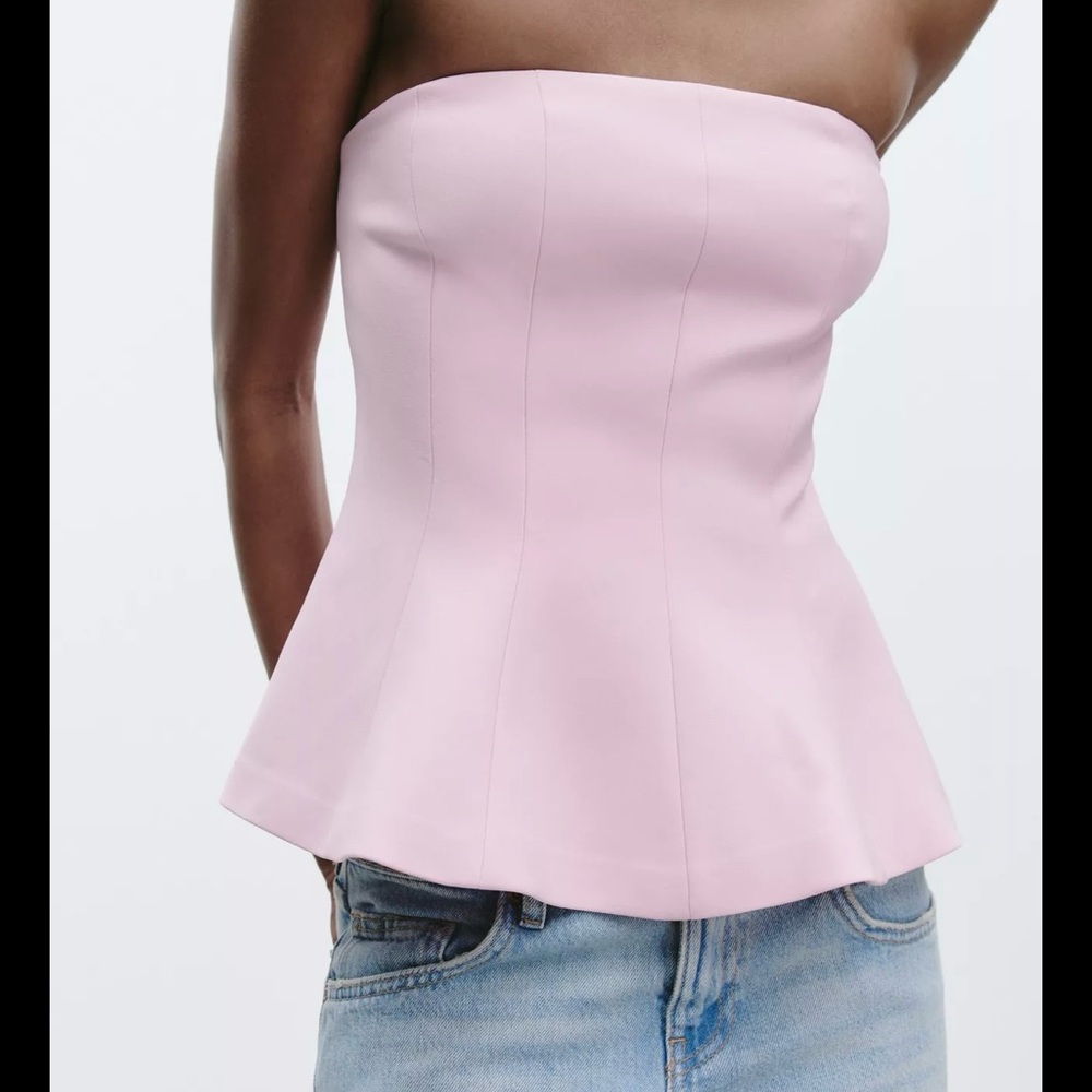 Zara Light Pink Strapless Crop Top